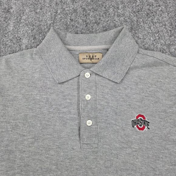 Vintage Ohio State Buckeyes Polo Shirt Men Medium Gray NCAA Football Embroidered - Picture 9 of 16